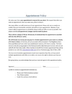 Appointment Policy form